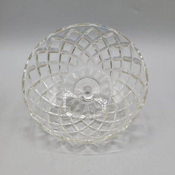 Vintage Butter Dish With Lid Diamond Pattern Round Shape Domed Lid Pressed Glass - Picture 7 of 7